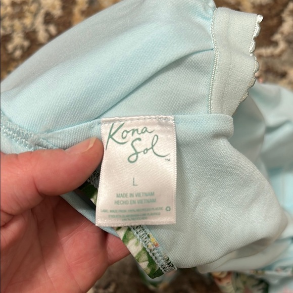 Kona Sol Wrap Front Floral Swimsuit L - Picture 6 of 7
